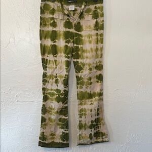 Z. Cavaricci Olive & Cream Tie-Dye Nylon Pants